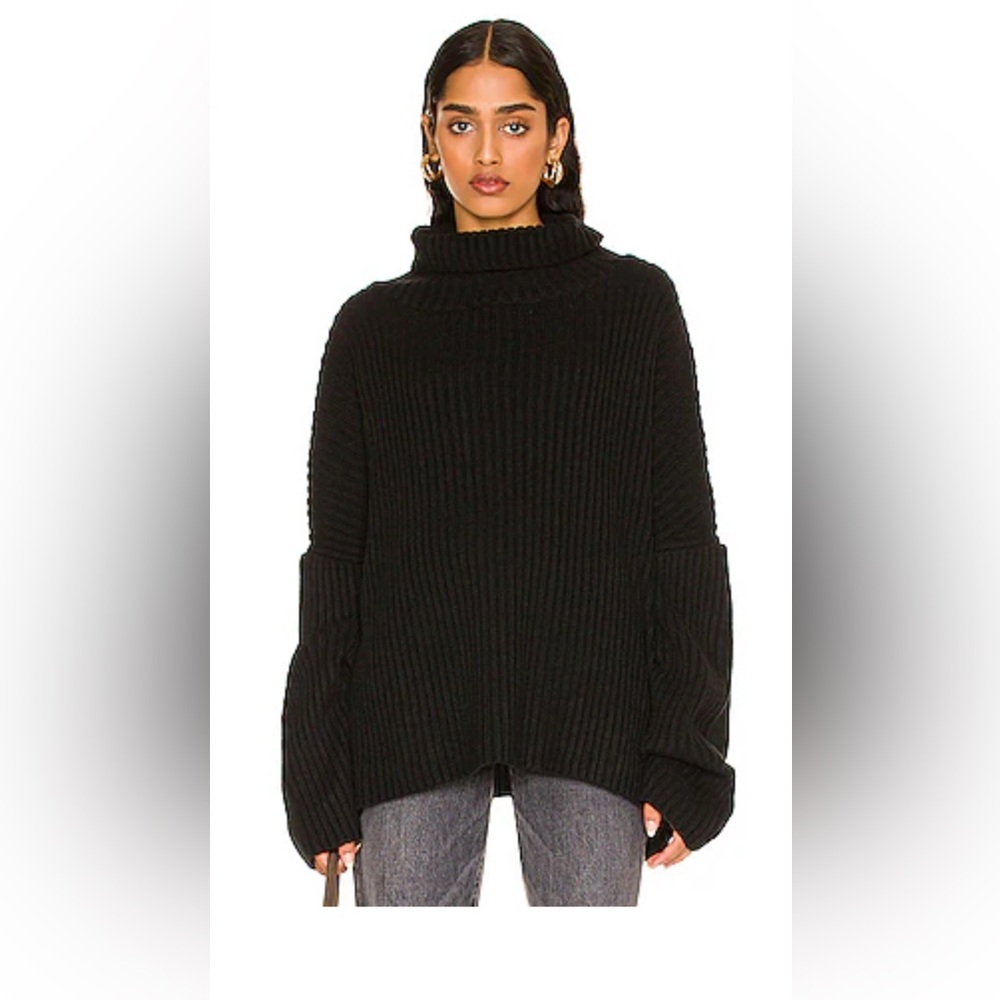 Black Ribbed Turtleneck Sweater